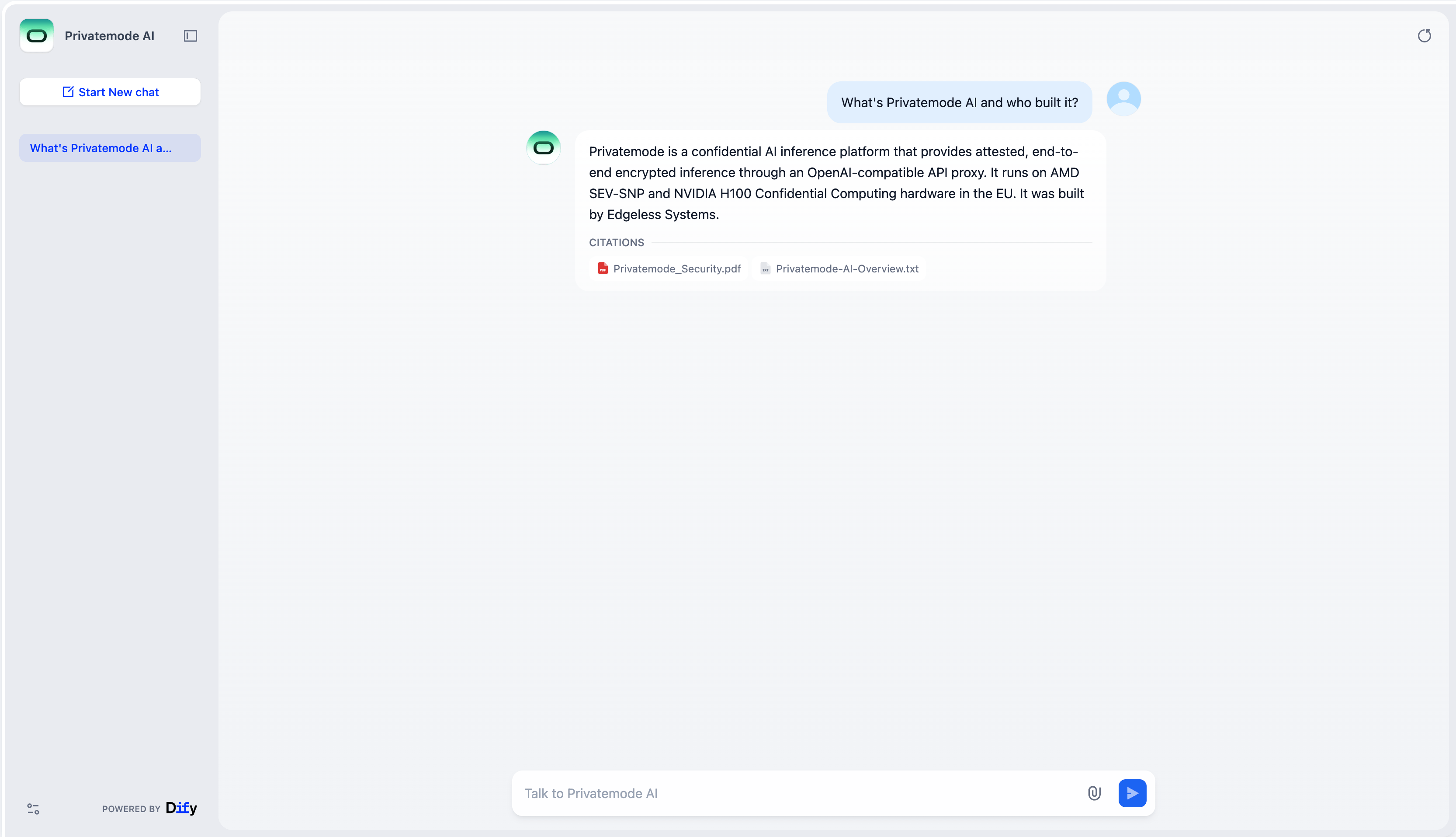 Dify mit Privatemode