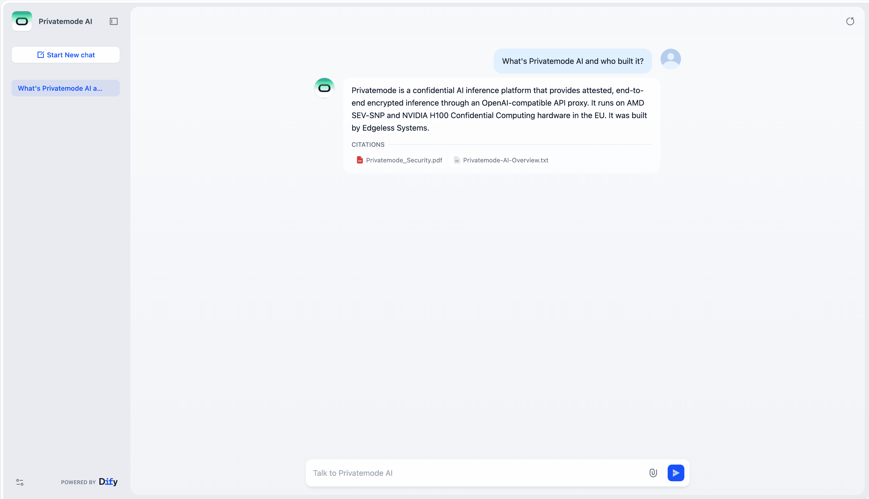 Dify mit Privatemode