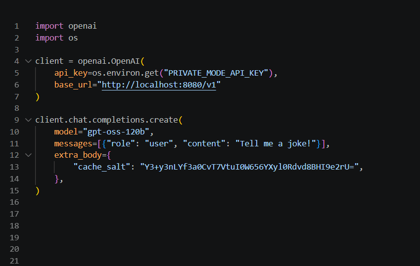 Python code talking to the Privatemode proxy