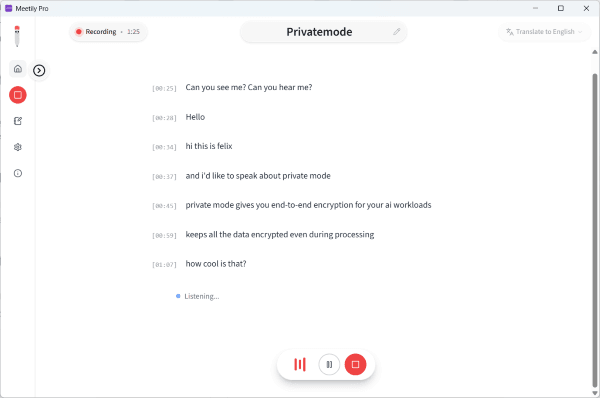 Privatemode in Meetily